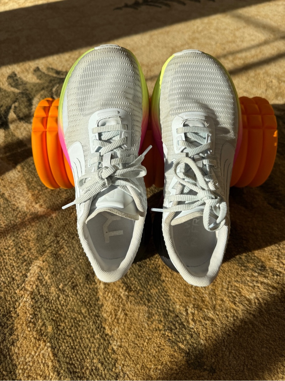 TYR Women's White Athletic Shoes with Neon Yellow and Pink Accents